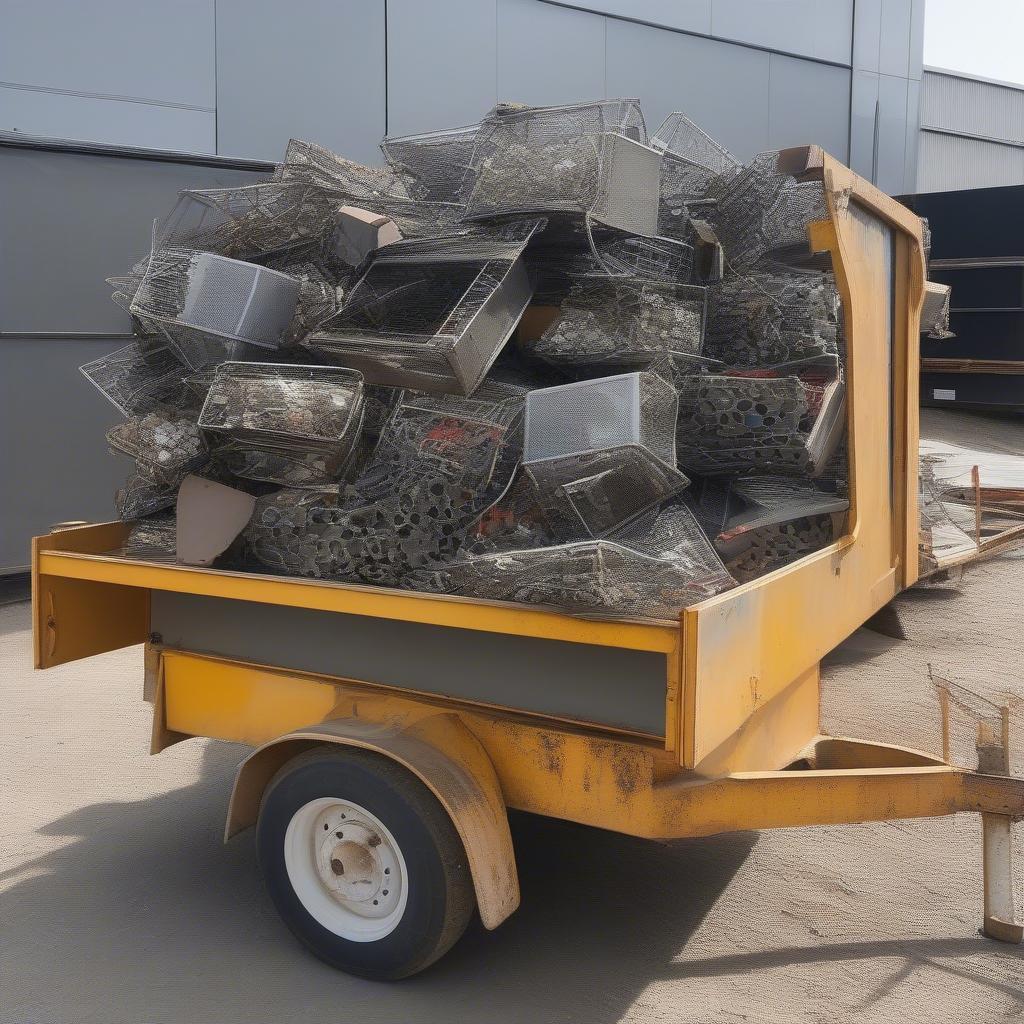 Rơ moóc sắt vụn nhỏ tại công trường xây dựng