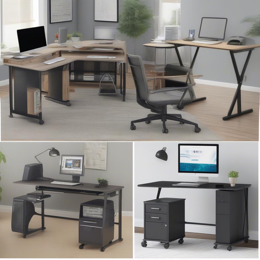 Various types of metal computer desks